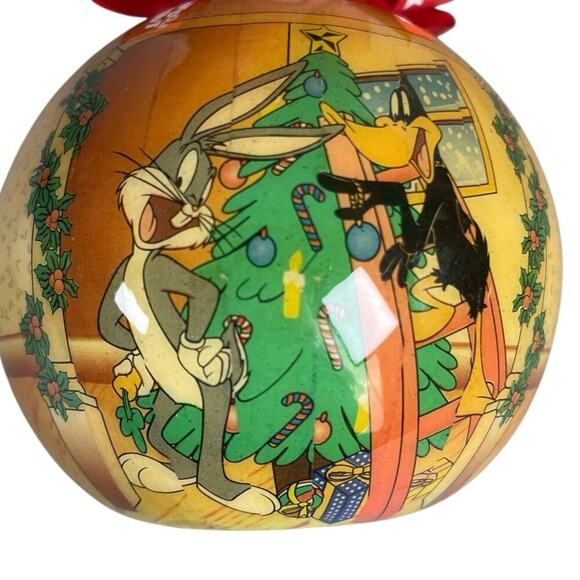 Vintage 1995 Looney Tunes Christmas Ornament Featuring Bugs Bunny & Daffy Duck - Picture 2 of 4